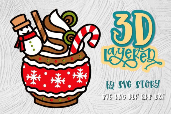 3D Layered Christmas Cocoa 01 SVG for Laser Cutting