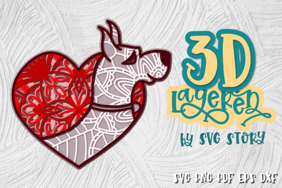 3D Layered Dog with the Heart SVG for Laser Cutting Signs