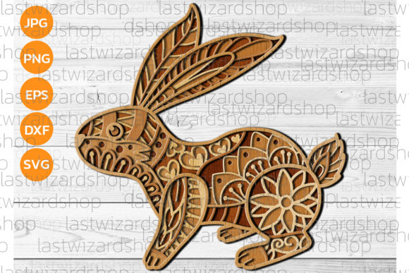 3D Layered Easter Bunny Svg for Spring Laser Cutting