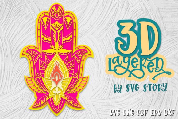 3D Layered Hamsa Mandala SVG for Laser Cutting Signs