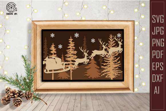 3D Layered Merry Christmas SVG for Winter Laser Cutting