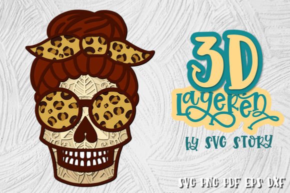 3D Layered Messy Bun Skull Mom Leopard Review