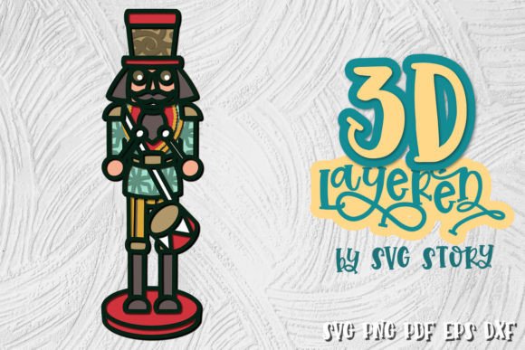 3D Layered Nutcracker 01: Winter Laser Cutting Asset