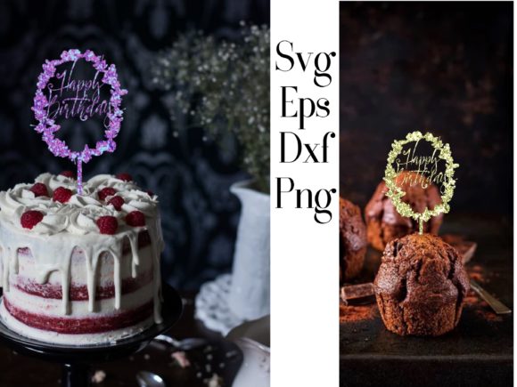 3D SVG Birthday Cake Topper for Laser Cutting