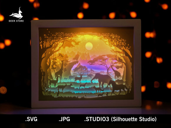 African Paper Cut Light Box Template 3D SVG for Shadow Boxes