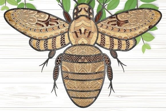 Bee Paper Cut Svg for Laser Cutting Wall Decor