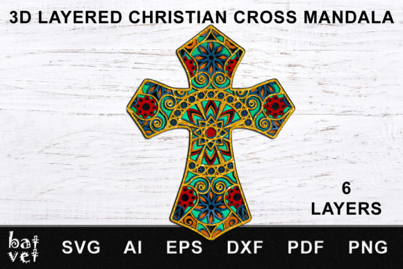 Christian Cross Mandala 3D Layered for Spring Laser Cutting