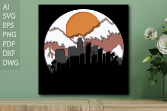 City 3D Shadow Box SVG for Laser Cutting