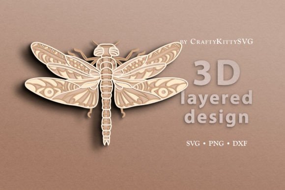 Dragonfly 3D Layered SVG for Laser Cutting Wall Decor