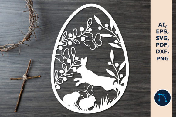 Easter Bunny Paper Cut SVG for Spring Laser Cutting