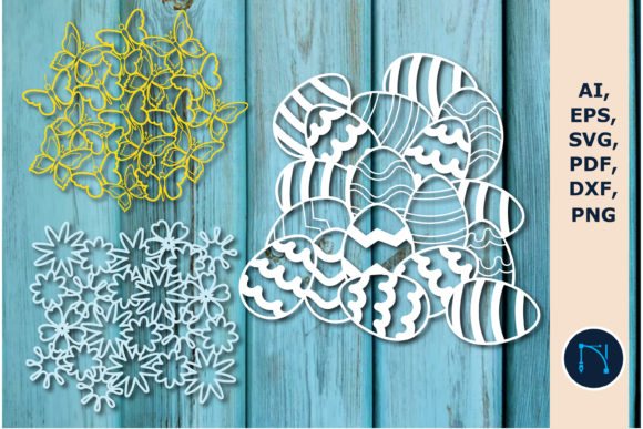 Egg, Butterfly Flower Wreath for Laser Cutting & Wall Decor