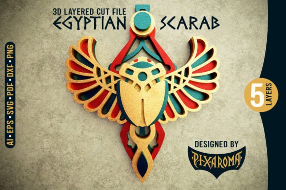 Egyptian Scarab 3D Layered Cut File for Laser Cutting