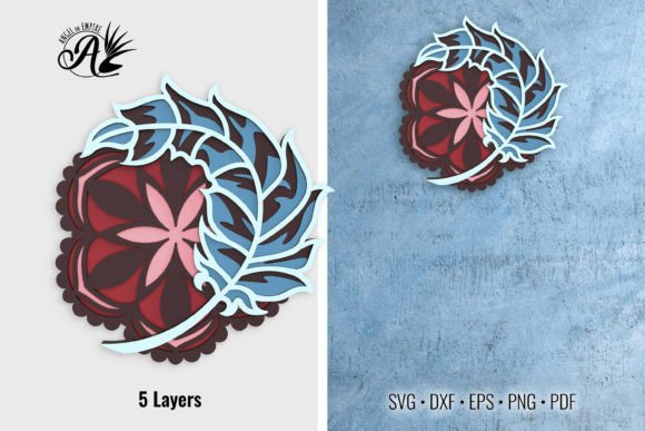 Feather and Mandala 3D Layered Art for Laser Cutting Wall Decor