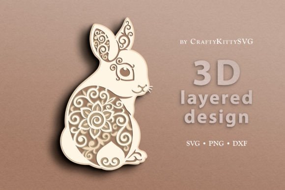 Flower Bunny 3D Layered SVG for Spring Laser Cutting
