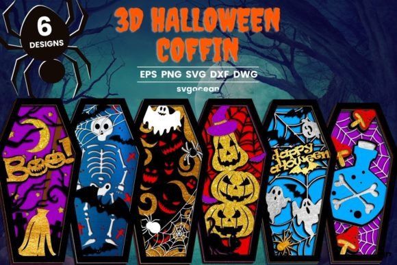 Halloween Coffin 3D Svg Bundle for Laser Cutting