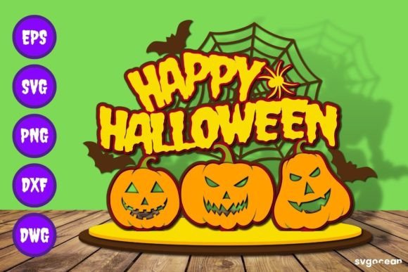 Happy Halloween Layered Paper Cut Design for Autumn Laser Cutting
