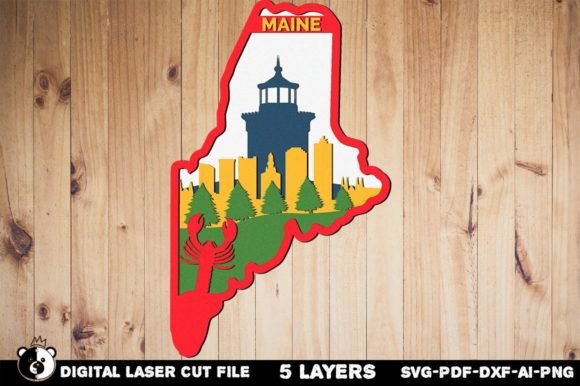 Maine SVG for Laser Cutting Wall Decor