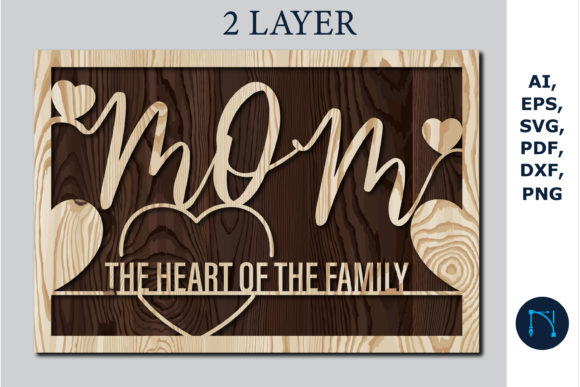 Mom Heart SVG for Laser Cutting & Mother's Day