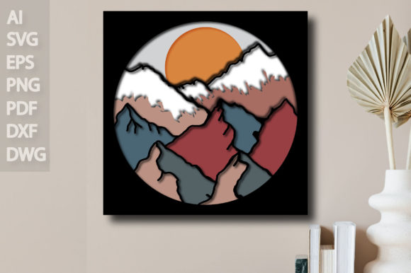 Mountain 3D Shadow Box SVG for Laser Cutting