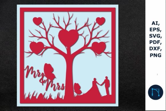 Mr Mrs. Greeting Card 3d SVG for Laser Cutting Wedding