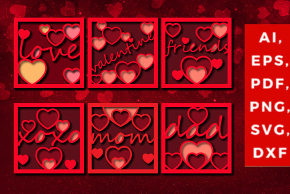 Multi Layer Valentine Bundle 3d SVG for Laser Cutting