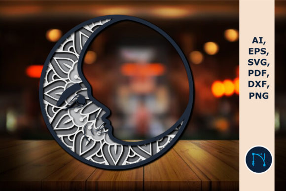 Multilayer Moon Mandala 3d SVG for Laser Cutting & Wall Decor