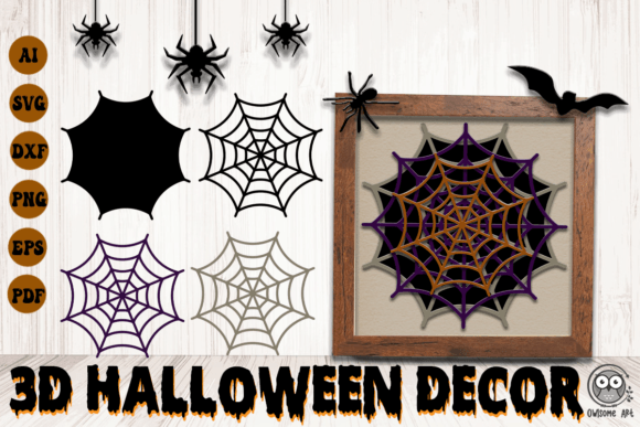 Spider Web 3D Svg for Autumn Laser Cutting