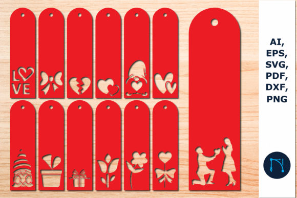 Valentine Bookmarks Paper Cut SVG Bundle for Laser Cutting